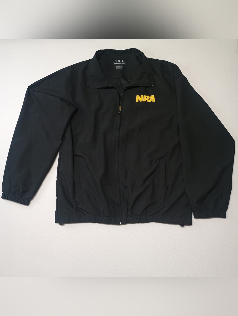 NRA vintage Men's Black Zip-Up Jacket with Yellow Logo
